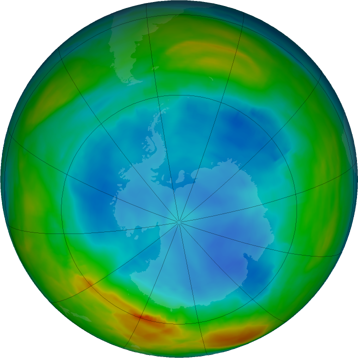 Antarctic ozone map for 18 July 2023